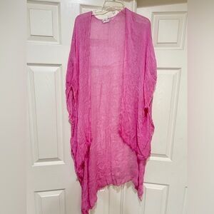 Free People All Tous pink lightweight long Duster Kimono  coverup beach One Size